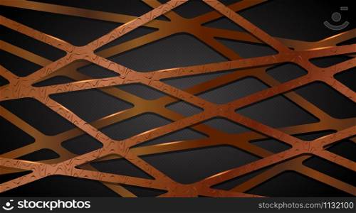 Abstract waves patterned in brown lines, overlapping cross-patterned vector designs in modern futuristic illustrations.