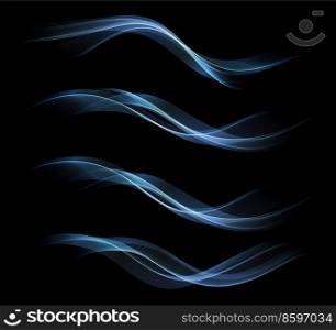 Abstract Waves. Shiny moving lines design element on dark background for gift, greeting card and disqount voucher. Vector Illustration. Abstract Waves. Shiny moving lines design element on dark background for greeting card and disqount voucher.