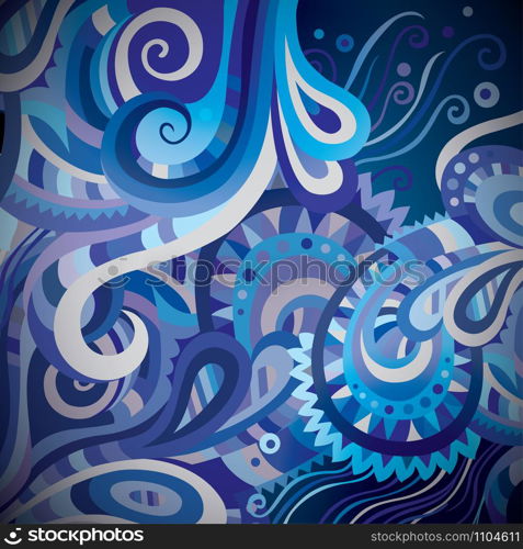 Abstract waves vector decorative ethnic floral background