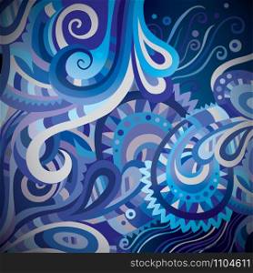 Abstract waves vector decorative ethnic floral background