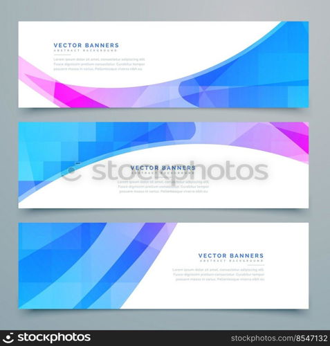 abstract wavy banners and headers set