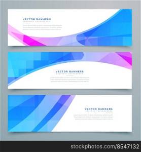 abstract wavy banners and headers set