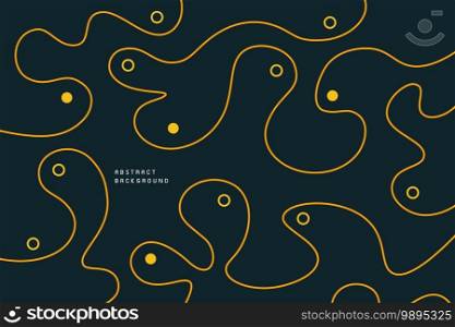Abstract wavy line fluid design with dots design decorative artwork. Minimal template design of dark green and yellow contrast background. illustration vector