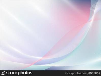 Abstract wavy lines elements with lighting effect on blurred background. Vector illustration