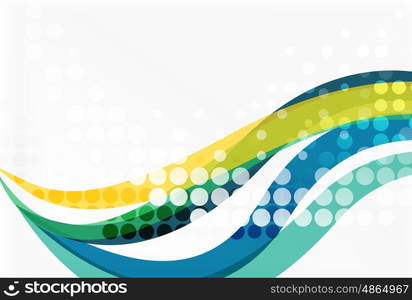 Abstract wavy lines with transparent dots. Vector template background for workflow layout, diagram, number options or web design