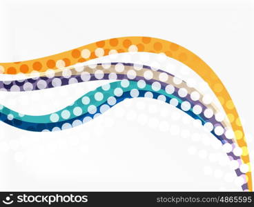 Abstract wavy lines with transparent dots. Vector template background for workflow layout, diagram, number options or web design