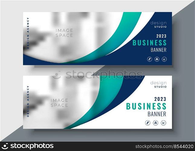 abstract wavy two business web banners design