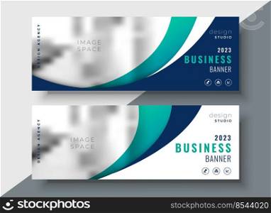 abstract wavy two business web banners design