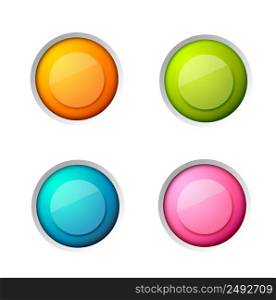 Abstract web elements set with colorful blank glossy round buttons on white background isolated vector illustration. Abstract Web Elements Set