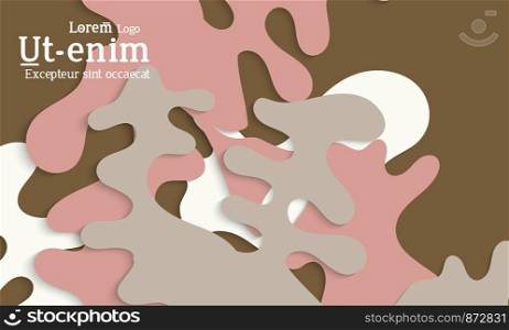 Abstract web templates with wavy cut out of paper layered shapes with realistic shadow. Social media web banner. Bright colored isolated. Overlapping paper cut shapes on gradient background.