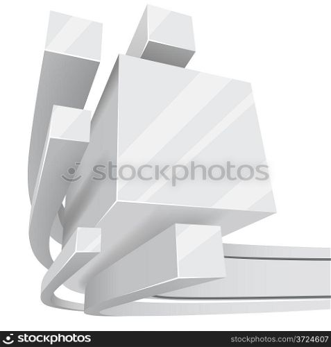 Abstract white 3D square rails background with copy space.