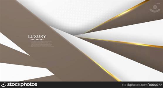 Abstract white and brown background with gorgeous golden line decoration.