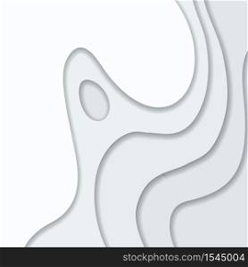 Abstract white and gray 3D paper cut background. Abstract wave shapes. Vector format