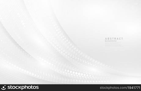 Abstract white and gray backdrop Modern Halftone Wave Background Design