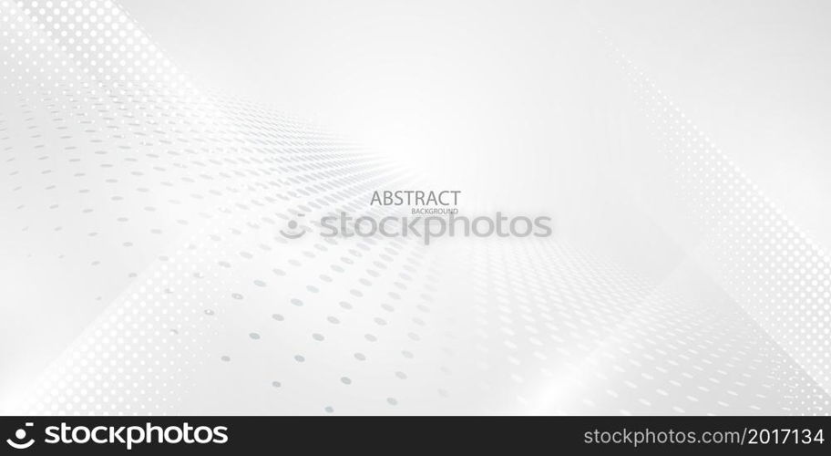 Abstract white and gray backdrop Modern Halftone Wave Background Design