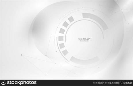 Abstract white and gray background poster with dynamic technology network vector illustration.