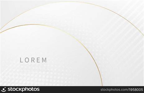 Abstract white and gray background with gorgeous golden line decoration.