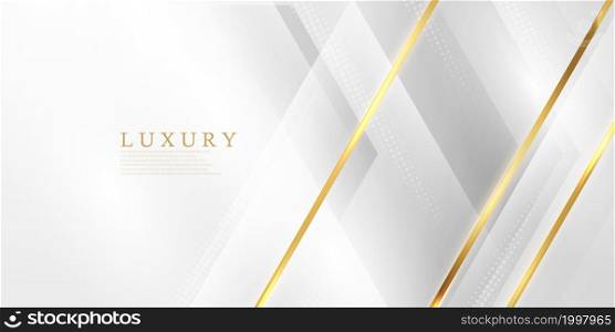 Abstract white and gray background with gorgeous golden line decoration. Luxurious.