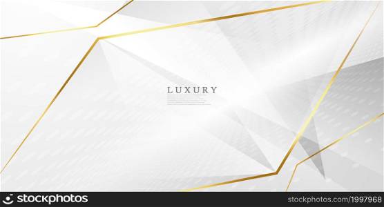 Abstract white and gray background with gorgeous golden line decoration. Luxurious.