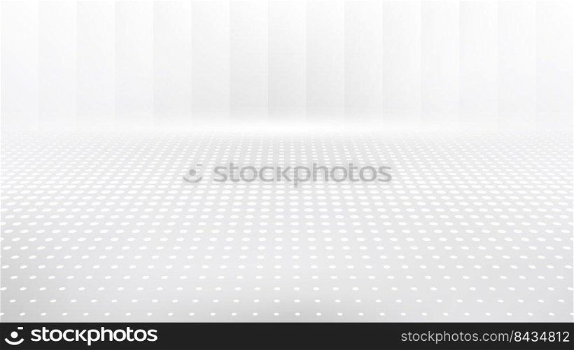 Abstract white and gray background with perspective halftone and lighting effect technology concept. Vector illustration
