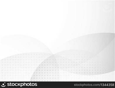 Abstract white and gray circle overlapping with halftone background. Vector illustration