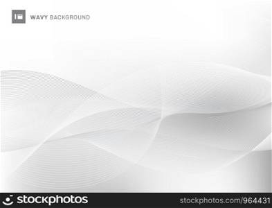 Abstract white and gray color wavy wave lines pattern background with space for your text. Vector illustration