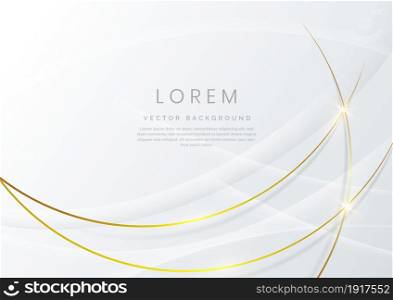 Abstract white and gray cruved luxury background with gold lines curve luxury style. Vector illustration