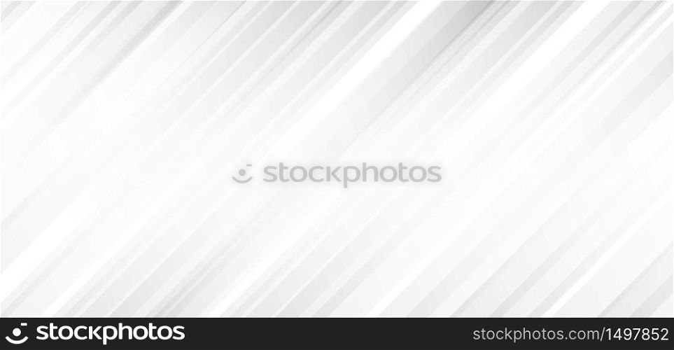 Abstract white and gray diagonal stripes light gradient pattern background and texture clean modern. Vrector illustration
