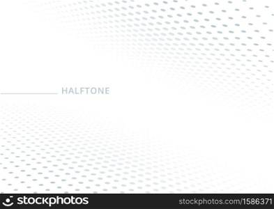 Abstract white and gray dot pattern halftone style perspective background with space for your text. Vector illustration