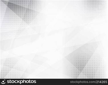 Abstract white and gray geometric background with halftone design texture. Vector illustration