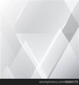 Abstract white and gray geometric banner with triangles shapes overlay background and halftone texture. Vector illustration