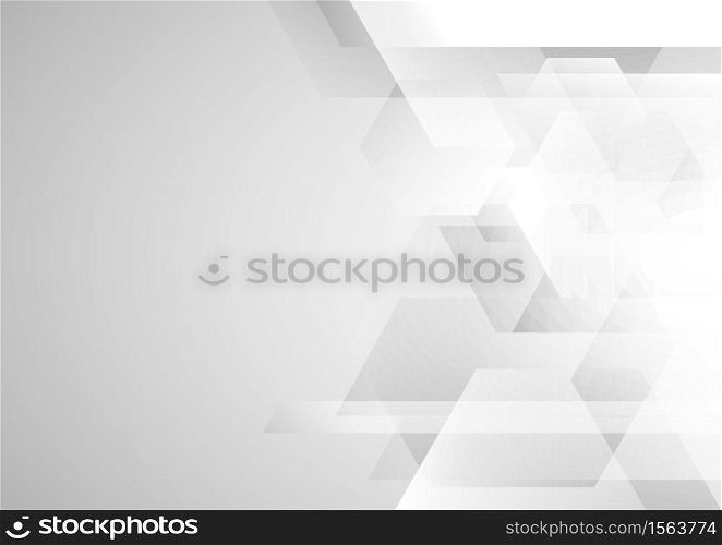Abstract white and gray geometric hexagon corporate technology design background. Vector illustration