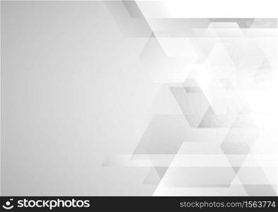 Abstract white and gray geometric hexagon corporate technology design background. Vector illustration