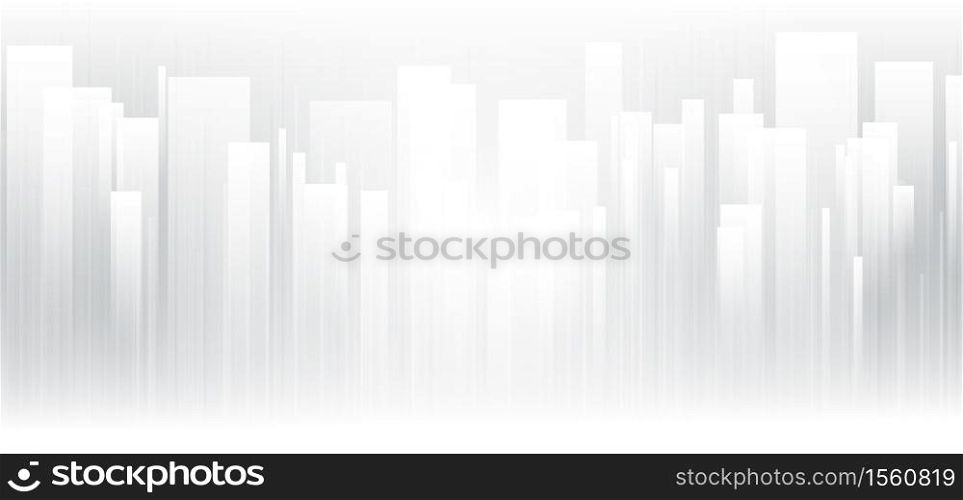 Abstract white and gray geometric square shape overlapping striped lines background. City concept future. Vector illustration