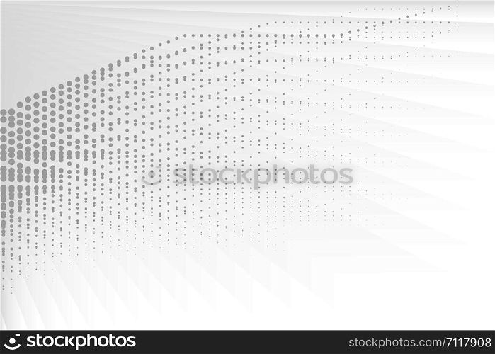 Abstract white and gray gradient background with half tone dots. Vector illustration, EPS10. Can be used as background, backdrop in graphic design, book cover, flyer, brochure, etc.