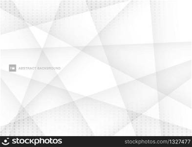 Abstract white and gray polygon background with halftone effect. Vector illustration