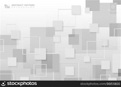 Abstract white and gray square tech pattern design of technology with halftone template. Pattern design of digital design background. illustration vector 