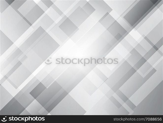 Abstract white and gray squares shape geometric overlapping background. Vector illustration