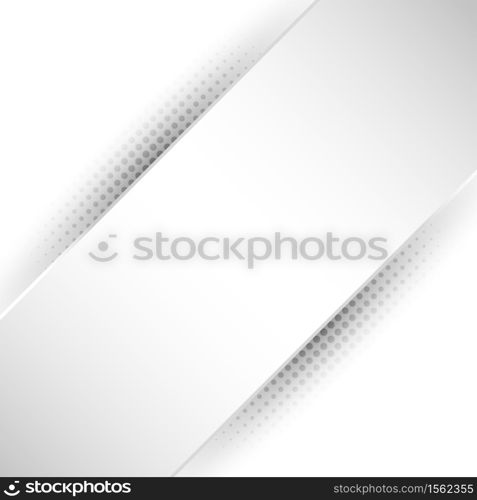 Abstract white and gray stripe diagonal background with shadow halftone texture. Vector illustration