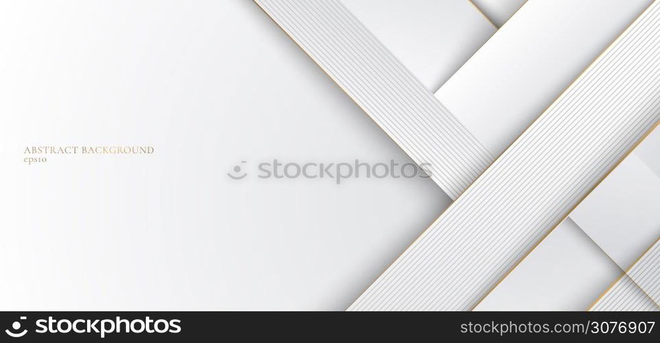 Abstract white and gray stripes with golden line elegant concept design. Vector illustration