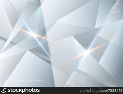 Abstract white and gray technology background with light effect. Vector illustration