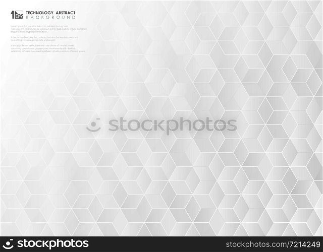 Abstract white and gray technology hexagonal pattern design cover background. You can use for ad, poster, artwork, template design. illustration vector eps10