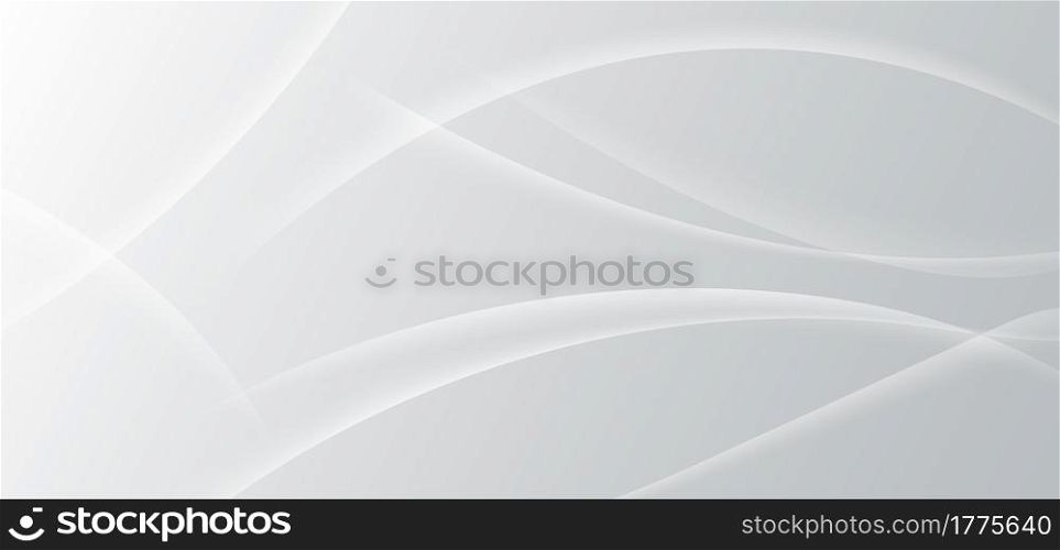 Abstract white and grey background with dynamic waves shape. You can use for ad, poster, template, business presentation. Vector illustration