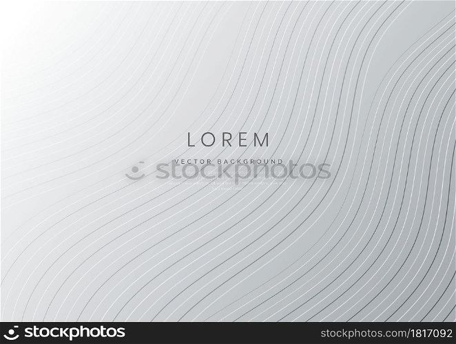 Abstract white and grey curved lines texture background. Vector illustration