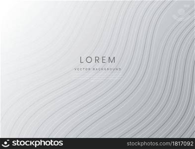 Abstract white and grey curved lines texture background. Vector illustration