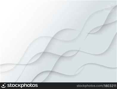 Abstract white and grey dynamic waves background. You can use for ad, poster, template, business presentation. Vector illustration