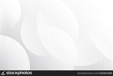 Abstract white and grey gradient colored of circle patterns technology design. Simple decorative with dots halftone style background. Vector