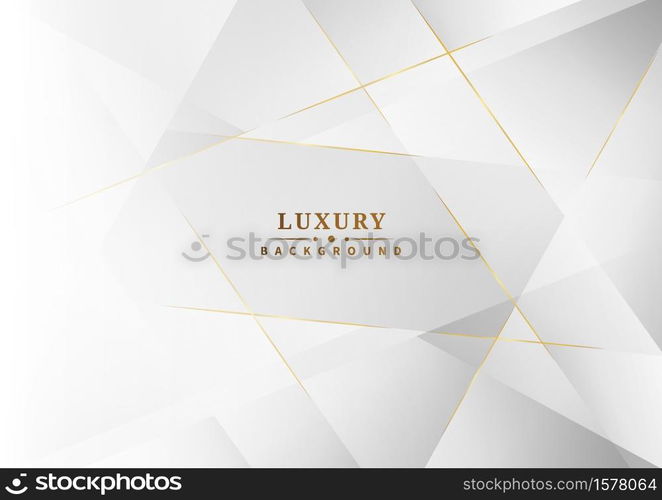 Abstract white and grey triangle background with golden line luxury. You can use for ad, poster, template, business presentation. Vector illustration