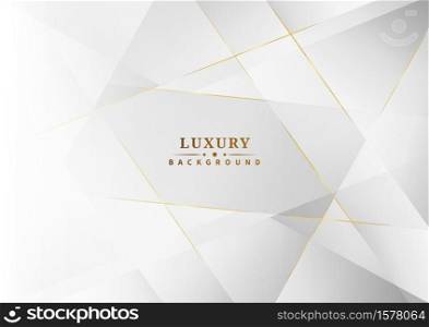 Abstract white and grey triangle background with golden line luxury. You can use for ad, poster, template, business presentation. Vector illustration