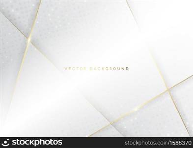 Abstract white and grey triangle background with golden line luxury. You can use for ad, poster, template, business presentation. Vector illustration